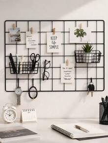 1pc Iron Art Mesh Panel Decorative Board, Multi-Size Photo Display Rack, Suitable For Home Office, Metal Mesh Photo Wall Display Rack, Multi-Function Wall Hanging, New Semester Bedroom Decoration - Wire Rack - View 3