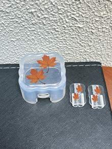 3pcs Maple Leaf Pattern Data Cable Charger Wave-Shaped Protective Cover Set, Compatible With UK Standard 20W Apple Charger, Transparent Anti-Shatter Cover, Protects Phone, 3-Prong Charger, Cable Protective Cover - Multicolor - View 2