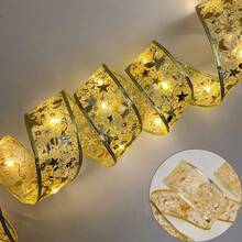 20/50/100LED Christmas Ribbon With Lights Battery Powered Indoor String Lights Xmas Tree Accessories Decoration For Christmas New Year - Christmas Ribbon Light String-battery - View 24