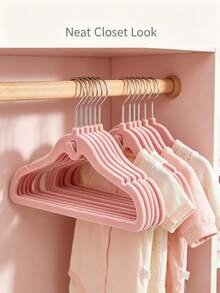 20/10/1pc Stackable Velvet Baby Hangers,Non‑Slip Connectable Kids Clothes Hangers, Space‑Saving Nursery Closet Storage Organizer - Multicolor - View 4