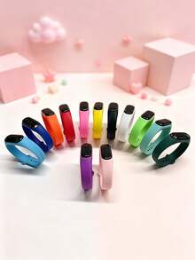 1 chiếc vòng đeo tay học sinh unisex nhiều màu, đèn LED trắng dùng pin dùng một lần, mặt số oval, chỉ hiển thị thời gian, không chức năng, đồng hồ đeo hàng ngày bộ 13 màu, phù hợp cho trường học, thể thao, lễ hội, quà tặng và nhiều dịp khác - Nhiều màu - Xem 1