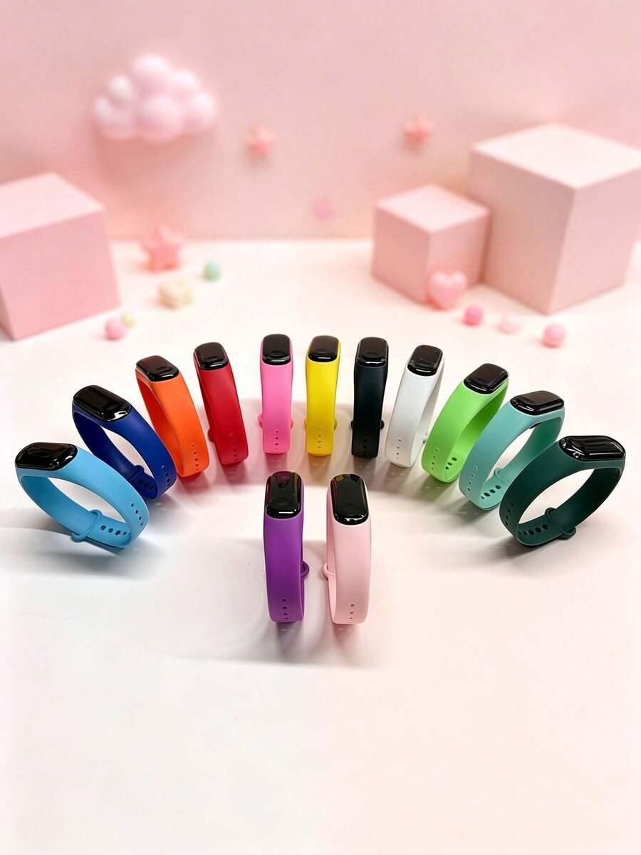 1 chiếc vòng đeo tay học sinh unisex nhiều màu, đèn LED trắng dùng pin dùng một lần, mặt số oval, chỉ hiển thị thời gian, không chức năng, đồng hồ đeo hàng ngày bộ 13 màu, phù hợp cho trường học, thể thao, lễ hội, quà tặng và nhiều dịp khác - Nhiều màu - Xem 1