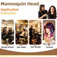 Kepala Manekin Kosmetologi dengan Rambut untuk Rias Wajah, Mengepang, Menggulung dan Memotong, Kepala Boneka Makeup untuk Penataan Rambut dengan Klem Meja, Set Penataan Rambut - 26 Inci - View 6
