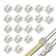 19pcs 2-Pin 8mm LED Strip Connectors, PCB To Wire Quick Wiring Terminals, Transparent Snap Connectors, Compatible With 5V/12V/24V COB/SMD LED Strips, Solderless Home Lighting DIY Accessories - 19Pcs-yOA2P-8mm - View 1
