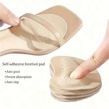 4pcs Self-Adhesive Front Foot Pads, Anti-Slip Calf Leather Artificial Inserts, Suitable For High Heels, Comfortable Enhanced Sandals Lining, Sweat-Absorbent And Pain-Preventing - A - View 3
