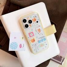 GUCADI Honey Yellow Milk Bear Cute Sticker Phone Case, Compatible With Apple 18 Pro, 17, 14/15, With Milk Yellow Border, Full Coverage Design, Cute, Girly, Creative, Geometric, Cartoon Style, Cute, Niche - Honey Yellow - View 6