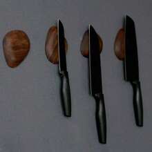 1pc Wood Magnetic Knife Holder Wall Mount Cobblestone Magnet Knife Rack Novel Kitchen Slicing Chef Knives Storage Block - 1 Pieces - View 6