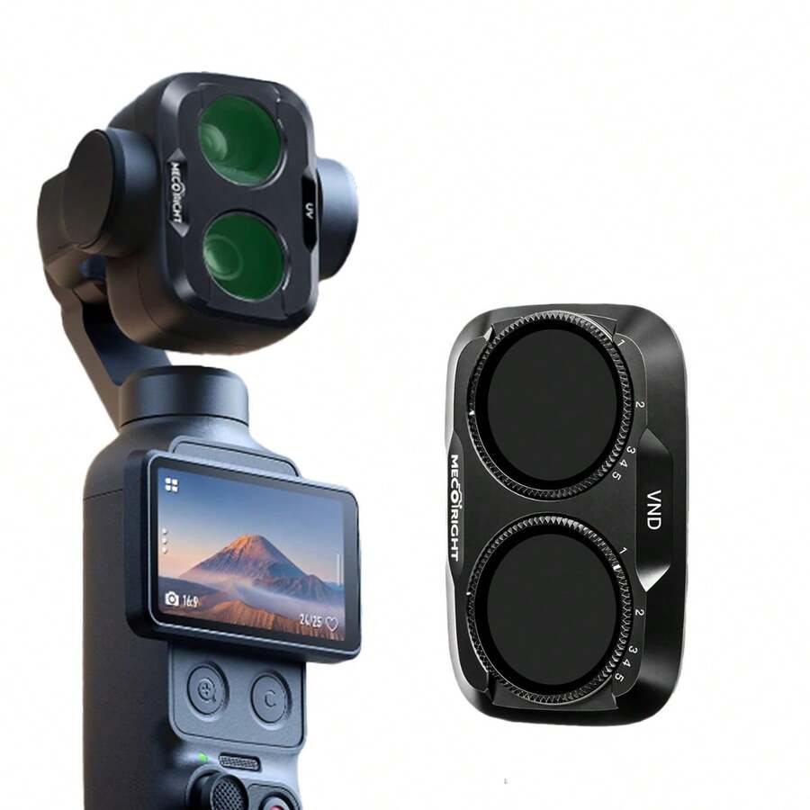 Mecoright VND 1-5 Variable ND Filter For Osmo Pocket 4 Pro, Quick-Release, German B240i Optical Glass, Double-Sided Nano Coating, Aviation Aluminum Alloy Frame, Waterproof, Oil-Resistant, Scratch-Resistant, Suitable For Smooth Cinematic Gimbal Video Shooting - View 1