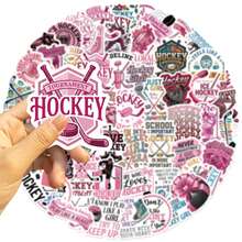 60pcs Pink Girly Hockey Stickers, Waterproof Vinyl Stickers, Suitable For Phone Case, Tablet, Laptops, Water Bottles, Journaling. - Pink - View 4