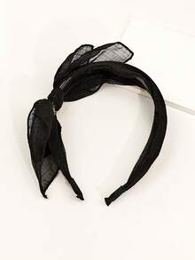 Korean Style Bow Headband With Teeth Anti-Slip Hair Grip Simple Wide Lace Mesh Headband For Women Versatile Hair Clip - Black - View 8