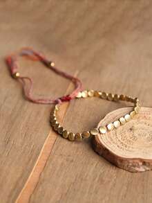1 chiếc vòng tay hạt đồng thủ công cho nam, dây bện đa màu điều chỉnh được, phong cách Bohemian, trang sức vintage làm quà tặng - Nhiều màu - Xem 4