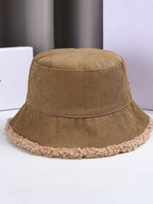1 buah Topi Ember Bolak-balik, Topi Ember Hangat Dua Sisi yang Dapat Dipakai, Topi Ski Kasual Luar Ruangan Tahan Angin untuk Musim Gugur/Musim Dingin, Unisex - MultiWarna - View 9