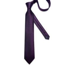 Purple & Black Diamond Check Men's Tie Set, Pocket Square, Cufflinks, Silver Tie Clip 4-Piece Set, Wedding Banquet Accessories - Purple - View 3