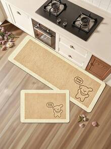1pc Set Keset Dapur Gaya Rustik Sederhana Motif Anak Anjing GOOD LUCK, Karpet Runner Panjang Gaya Healing INS untuk Pintu Masuk Rumah, Kamar Tidur, Ruang Tamu, Dekorasi Hewan Peliharaan Lucu, Perlengkapan Rumah Lembut - MultiWarna - View 1