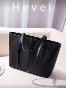 1pc PU Large Capacity Handbag Shoulder Tote Bag,Bags For Woman,Black Bag - Black - View 1