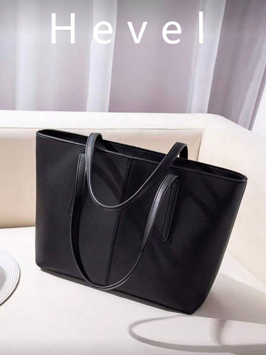 1pc PU Large Capacity Handbag Shoulder Tote Bag,Bags For Woman,Black Bag - Black - View 1