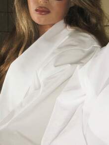 New Solid Color Women's Tie-Front Shirt, Suitable For Tea Party, Daily Wear, Holiday, Date, All Seasons - White - View 5
