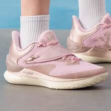 Under Armour Unisex Lace-Up Basketball Shoes FLOW Midsole Lateral Support Grippy Court Performance Sneakers - Pink - View 5