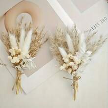 Mini Artificial Flower Bouquet Bohemian Wedding Decor Men's Boutonniere Table Centerpiece Reed Grass Birthday Cake Decor - Mix-g12 - View 11