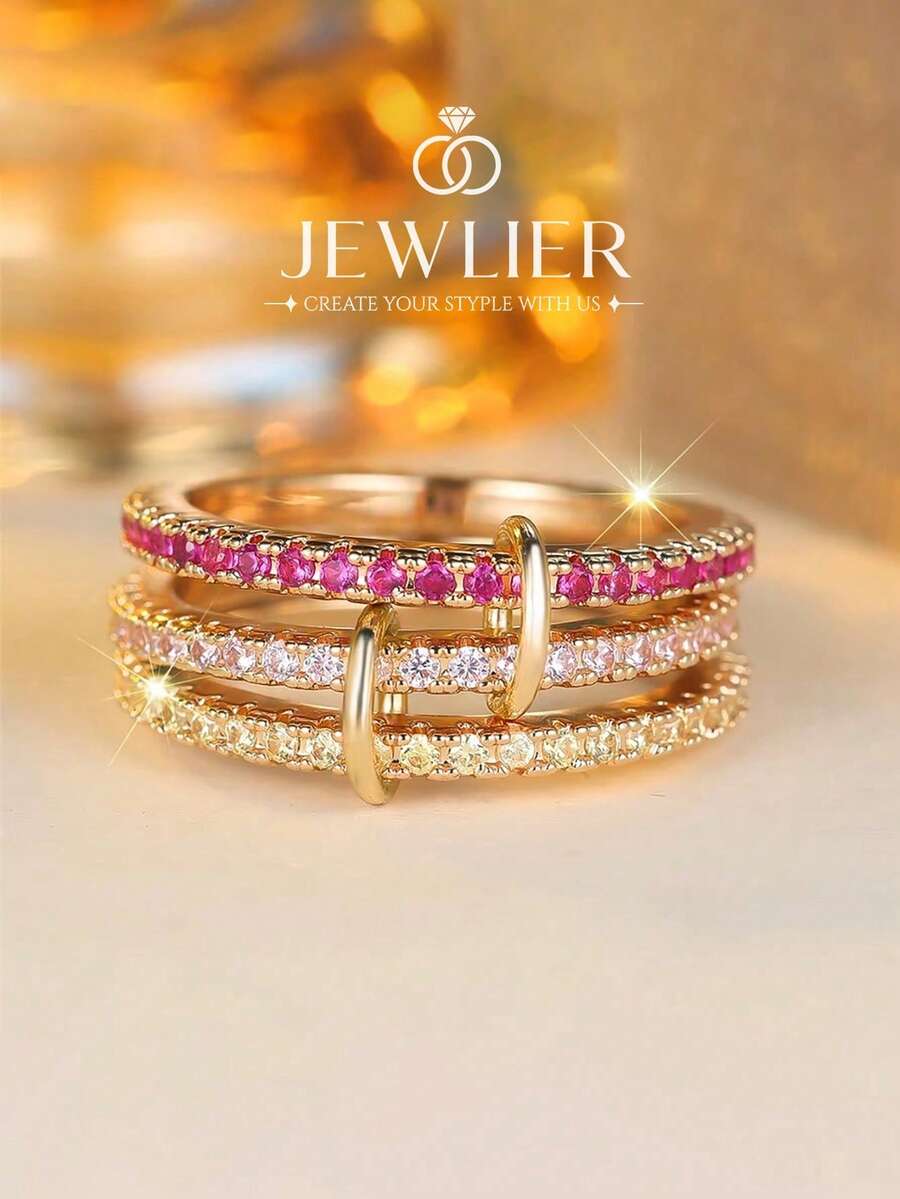 1pc Ring, Inlaid With Shiny Cubic Zirconia, Unisex, Suitable For Daily Wear Or As Party Accessory. High-Quality Ring, Exquisite Jewelry, Perfect Gift.