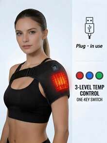 AXH. Electric Heated Shoulder Care Belt Shoulder Massage Belt Warm Shoulder Protector - Black - View 1