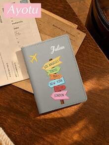 Ayotu Personalized Passport Holder - Customizable Name And 6 City Landmark Patterns, RFID Anti-Theft Leather Case, Designed For Easy Access, Suitable For Storing Passports, Visas And ID Cards, Foldable Portable Multi-Function Storage Bag, Travel Accessory, Essential Gift For Traveling With Friends And Family - Multicolor - View 12