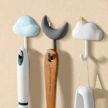 3pcs Adhesive Hooks No Drill Markless Kitchen Bathroom Dorm Door Back Wall Hooks Clothes Hooks - View 2