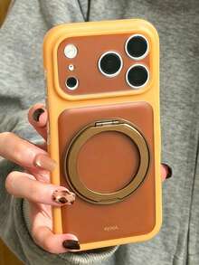 Stylish Double Color Matte Clear Phone Case With Bracket Compatible With IPhone 18ProMax 18Pro 17 ProMax 17Pro 17 16ProMax 16Pro 16 15ProMax 15Pro 15 14 13 Cases Holder Protection Back Cover - Yellow-brown - View 3