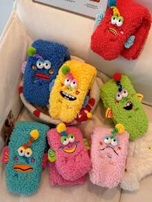 1 Pair Of Women 3D Monster Plush Socks,Ugly‑Cute Pom‑Pom Decor Fuzzy Socks, Non‑Slip Socks. Home Floor Sleep Socks Winter Thick Warm Funny Socks. - Multicolor - View 12