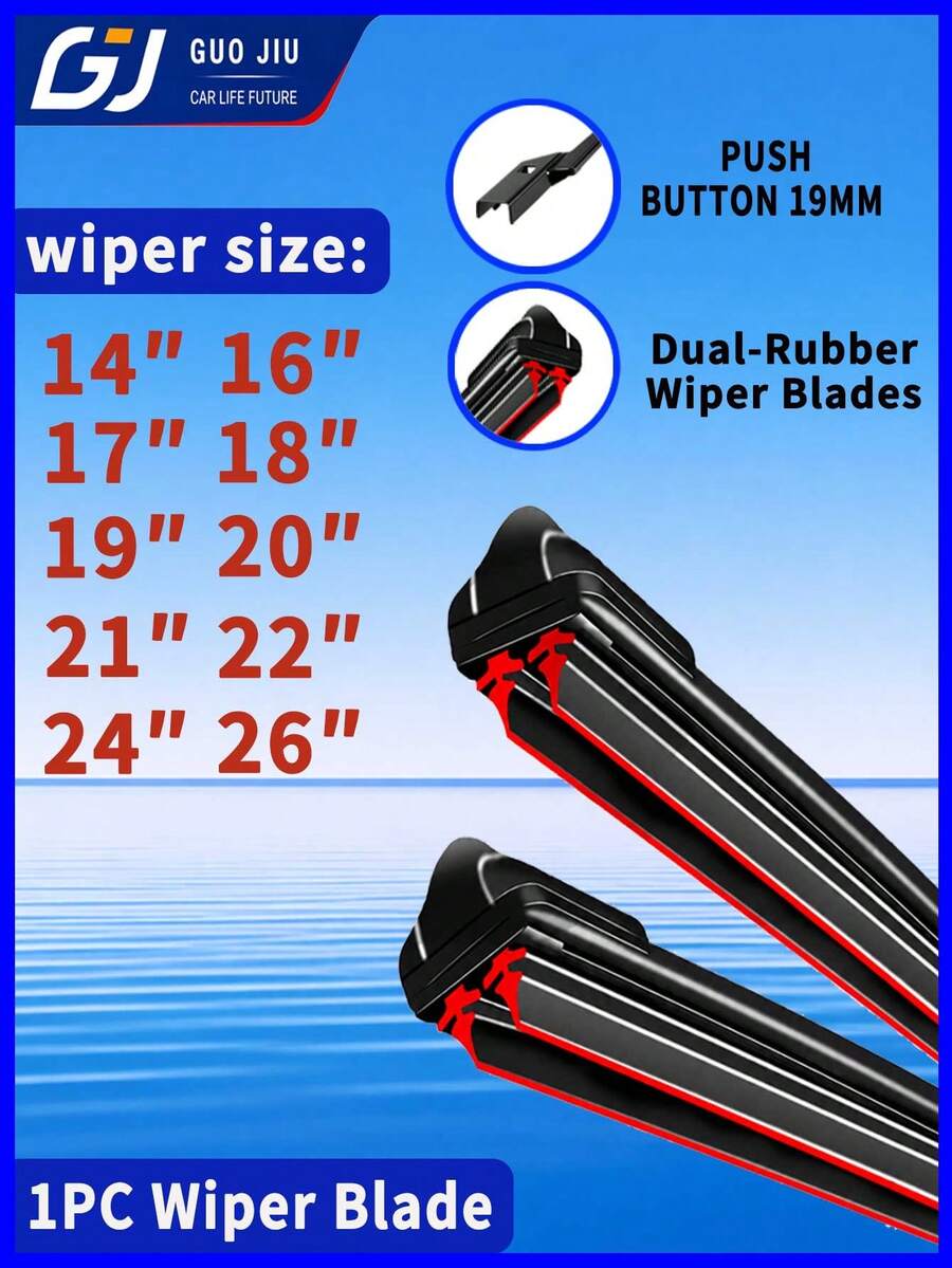 1 buah Bilah Wiper Kaca Depan Mobil, Wiper Tulang Lunak Dua Lapis, Pilihan 14-26 Inci, Wiper Kaca Depan, Pas Fleksibel, Pembersihan Kaca Cepat Saat Cuaca Hujan