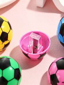 Colorful Creative Football & Basketball Shaped Pencil Sharpener, PVC Material, Portable Single-Hole Manual Pencil Sharpener, Office Supplies, Student Learning Aid Tool, Creative Stationery Gift, Suitable For Friends Or Family - A - View 8