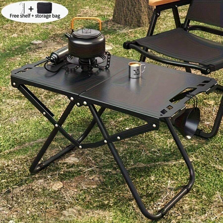 Portable Folding Camping Table, Lightweight Foldable Outdoor Table With Carry Bag & Sturdy Table Legs, Compact Durable Multi‑Purpose Table For Picnic, Barbecue, Beach, Hiking & Outdoor Party - Multicolor - View 1