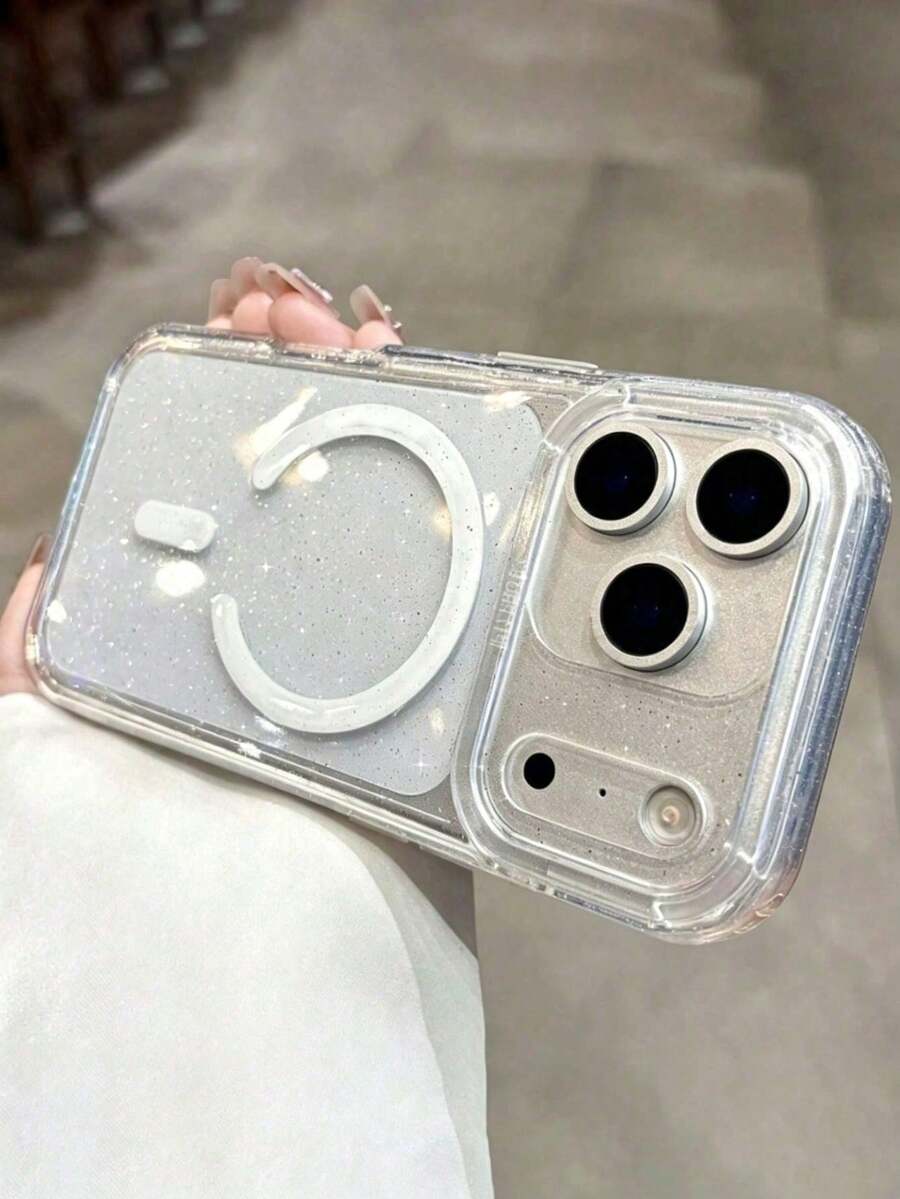 Luxury Glossy Transparent Magnetic Phone Case, Compatible With IPhone 17 Pro Max, 17 Pro, 17, 16 Pro Max, 16 Pro, 16, 15 Pro Max, 15 Pro, 15, 14 Pro Max, 14 Pro, 13 Pro Max, 13 Pro, 13, Supports Magnetic Wireless Charging, Shockproof Frame Back Cover - Clear - View 1