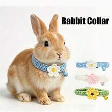 1pc Adjustable Hand-Woven Rabbit Collar & Bandana With Bell - Soft Suitable For Rabbits, Cute Kitty Necklace For Small Pets, Bell Collar For Hutch, Carrier, Daily Wear, Pet Accessory - Multicolor - View 7