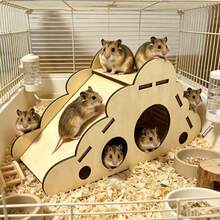 1件/套 木製兔子躲藏城堡，兔子屋與隱蔽處，適合室內兔子、兔子、倉鼠和天竺鼠的木製躲藏小屋 - 多款式 - 查看 2