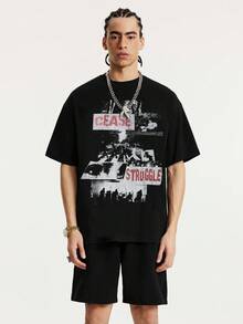 Tiny Spark Punk Streetwear Black Tee Shirt Vintage Poster Graphic Grunge Style - Black - View 4