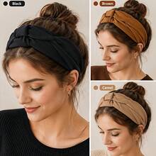 Women's Headbands Elegant Plain Hairbands Knot Wide Edge Hairbands Hairclip Headwear Multi Functional Outing - Multicolor - View 4