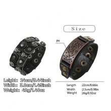 2pcs Punk Style Sports Casual Geometric Design Bracelets, Suitable For Men's Party, Sports, Fashion Wear, Exquisite Bracelet Gift For Men - Black - View 2