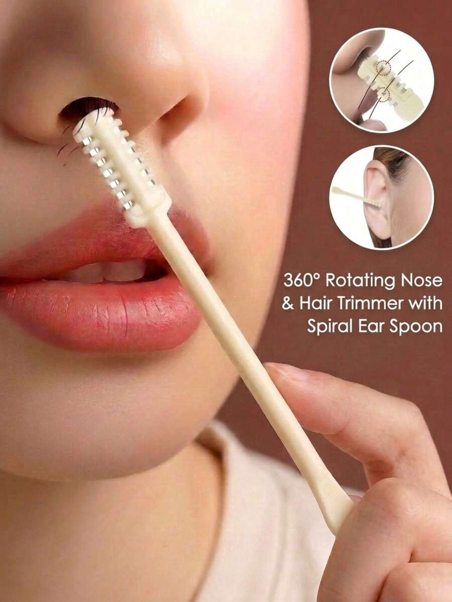 20/10/5/1pc Manual Double-Sided Nose Hair Trimmer, Washable 360° Rotating, Portable For Men And Women, Compact Travel Essential, Practical Bathroom Accessory, Personal Grooming Product, Daily Home Use, Back To School Practical, Unique Halloween - A - View 1