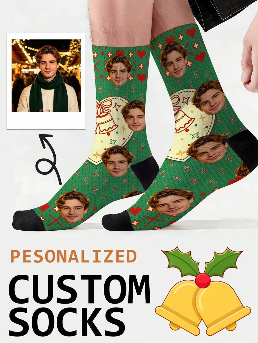 1 Pasang Kaos Kaki Kustom, Kaos Kaki Wajah Kustom, Kaos Kaki Foto Personalisasi dengan Pola, Pasang Wajah Apa Saja di Kaos Kaki, Hadiah Terbaik untuk Teman, Kaos Kaki Lucu, Imut, Natal - MultiWarna - View 1