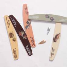 5Pcs Autumn Leaf Print Curved Nail Files Washable Double Sided Mixed Grit Emery Boards Manicure Tools For Natural And Acrylic Nails - Multicolor - View 7