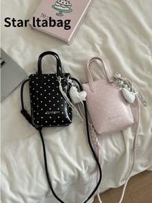 1pc Korean Style Fashion Casual Sweet Polka Dot Lightweight Large Capacity Handbag Crossbody Phone Bag Coin Purse For Women Daily Shopping Commuting Party Holiday Gift - Multicolor - View 2