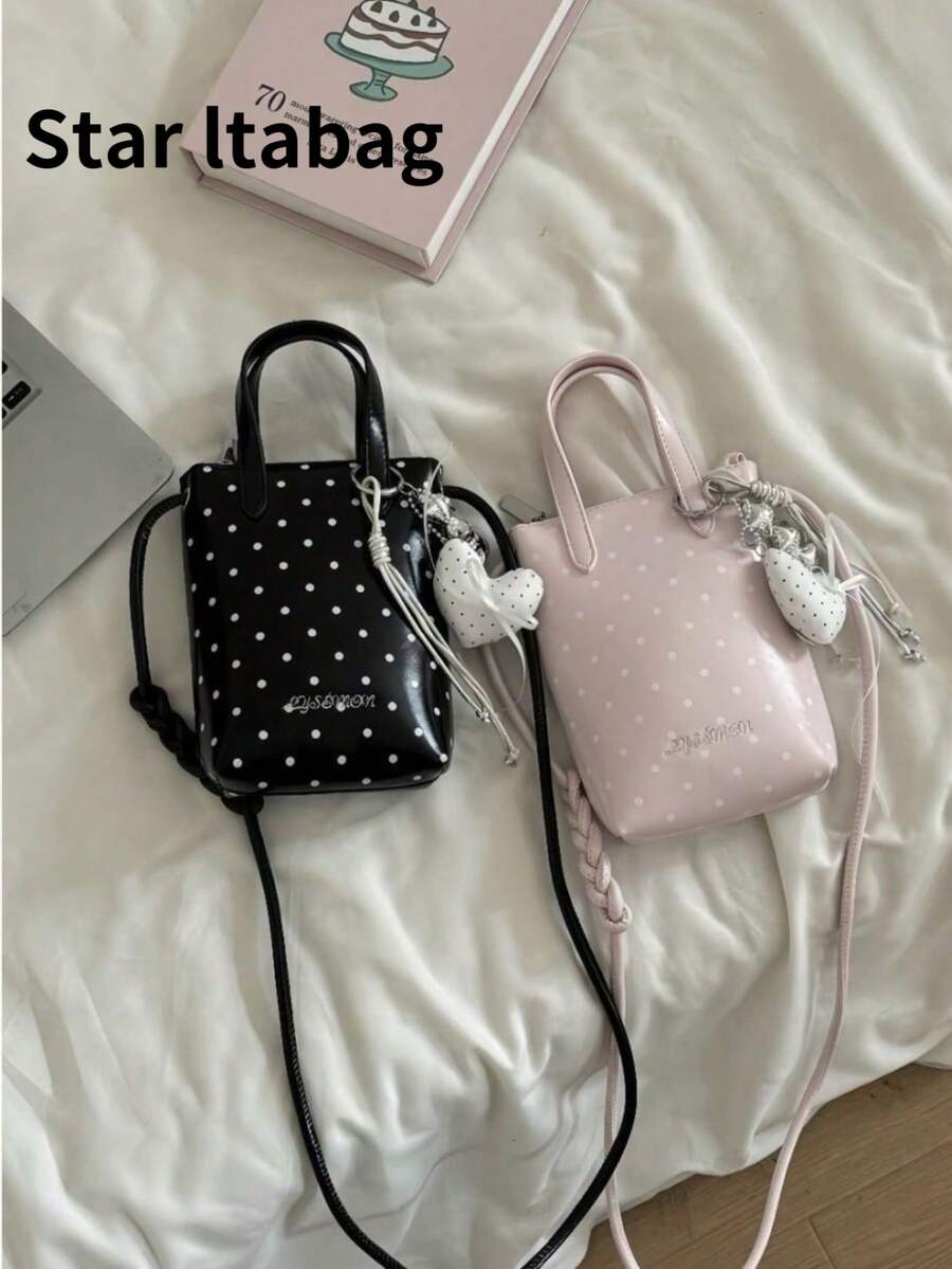 1pc Korean Style Fashion Casual Sweet Polka Dot Lightweight Large Capacity Handbag Crossbody Phone Bag Coin Purse For Women Daily Shopping Commuting Party Holiday Gift