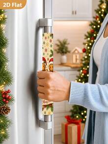 1/2Pcs Christmas Refrigerator Handle Covers, Gingerbread Man, Berry, Snowflake, "Merry Christmas" Patterns, With Hook And Loop, Suitable For Refrigerator, Oven, Microwave, Dishwasher, Christmas Holiday Kitchen Decoration - View 4