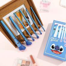 Disney Stitch Themed 6-Piece Cosmetic Makeup Brushes Collection, Angled Blush Contour Eyeshadow Crease Brushes With Cute Character Print And Ergonomic Handle, Travel Portable Beauty Tools Box Set For Smooth Face Powder Application - Multicolor - View 8