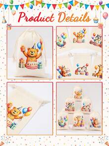 Set 6 Tas Hadiah Hewan Lucu Cat Air - Cocok untuk Wanita, Pria, Teman, Keluarga, Rekan Kerja - Karakter Hewan Menggemaskan, Warna Cerah - MultiWarna - View 7