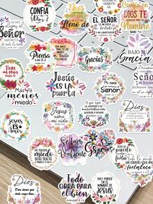 50pcs Spanish Motivational Quote Stickers For Decorating Planner, Diary, Scrapbook, Notebook, Luggage, Guitar, Skateboard, Manual, Tablet, Water Bottle, Phone - Spanish Motivational Text - View 1