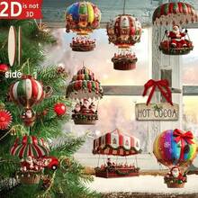 10pcs Hot Air Balloon Santa Claus Wooden Rotating Snowman Christmas Tree Holiday Hanging Ornaments Home Decor (Random Style & Color) - Multi-color - View 6