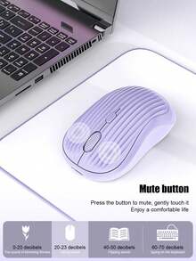 Dual Mode 2.4G Bluetooth Rechargeable Wireless Silent Mouse, Ergonomic Striped Texture USB-C Mice, 3 Level Adjustable DPI Portable Office Computer Mouse For Laptop PC Apple Travel - View 3
