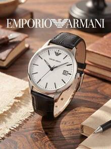 Emporio Armani AR1694 Classic Men's Quartz Watch, White Disc Black Belt Business Simple Men's Watch - White - View 2